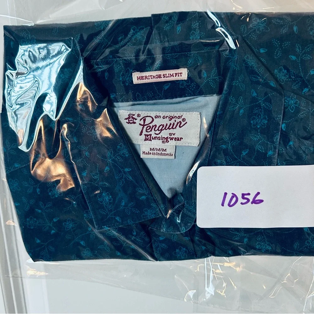 Original Penguin Button Down Shirt Mens M Blue Floral Heritage Slim Fit B9-1056